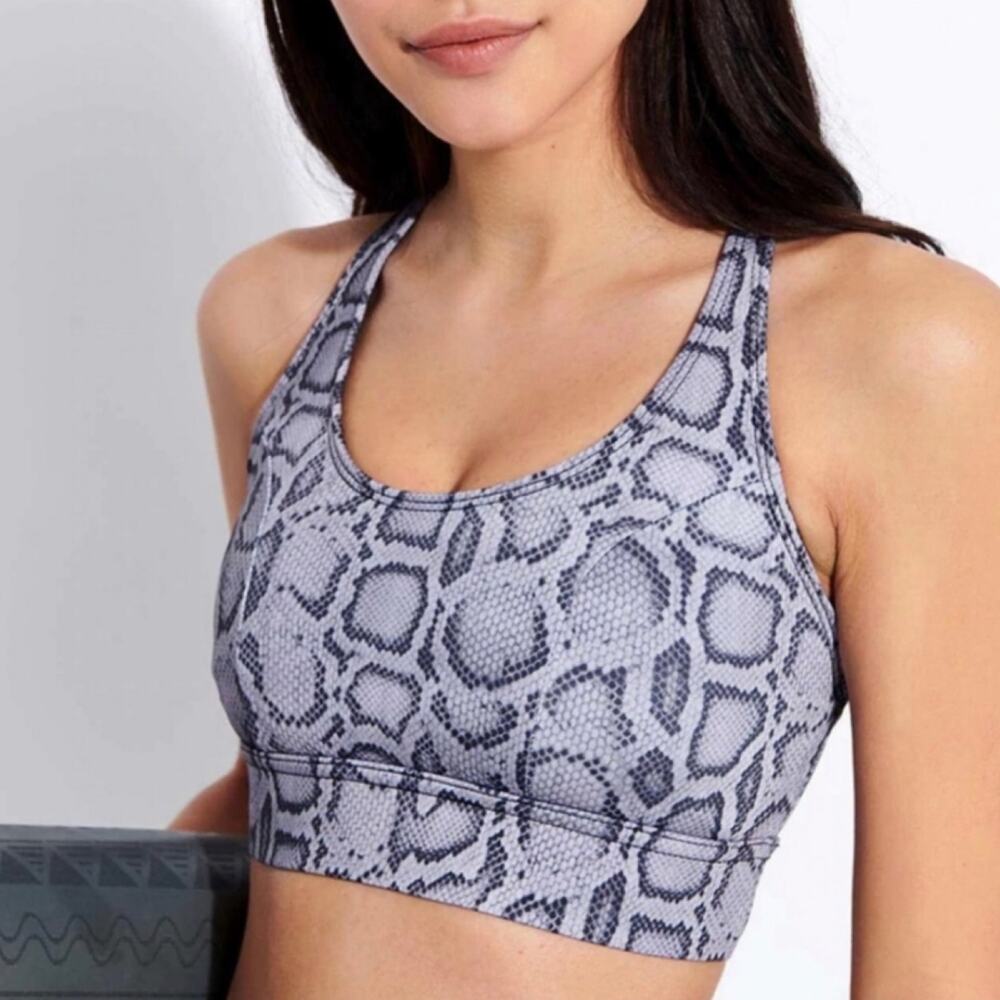 Onzie M L Warrior Sports Bra Snake Print Gym Workout Impact Strappy Racerback